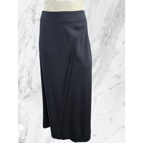 GC Women's 10 Allan Waller Wool Blend Asymmetrical Black Maxi Dress Career Skirt - Picture 1 of 10